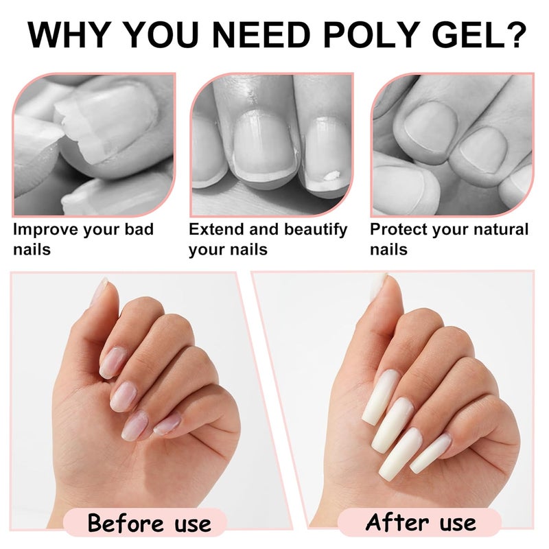 eodci 60g Rouge Neutral Color Poly Nail Gel, Poly Extension Gel Nail Art Acrylic Extension, Tube Extension Spring Gel Nail Builder for Women as Easter Poly Nail Gel - Image 5